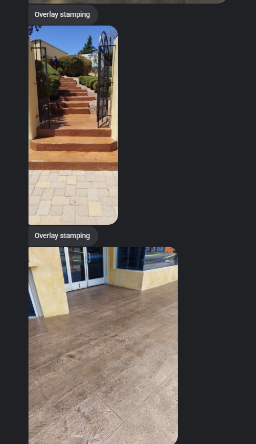 Commercial stamped concrete overlay Arizona entry